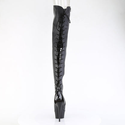 DELIGHT-4019 Pleaser Black 6 Inch Pole Dance Thigh High Boots
