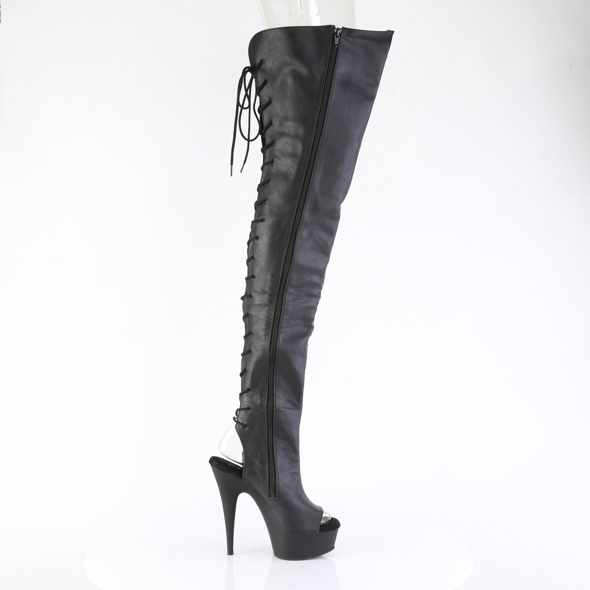 DELIGHT-4019 Pleaser Black 6 Inch Pole Dance Thigh High Boots