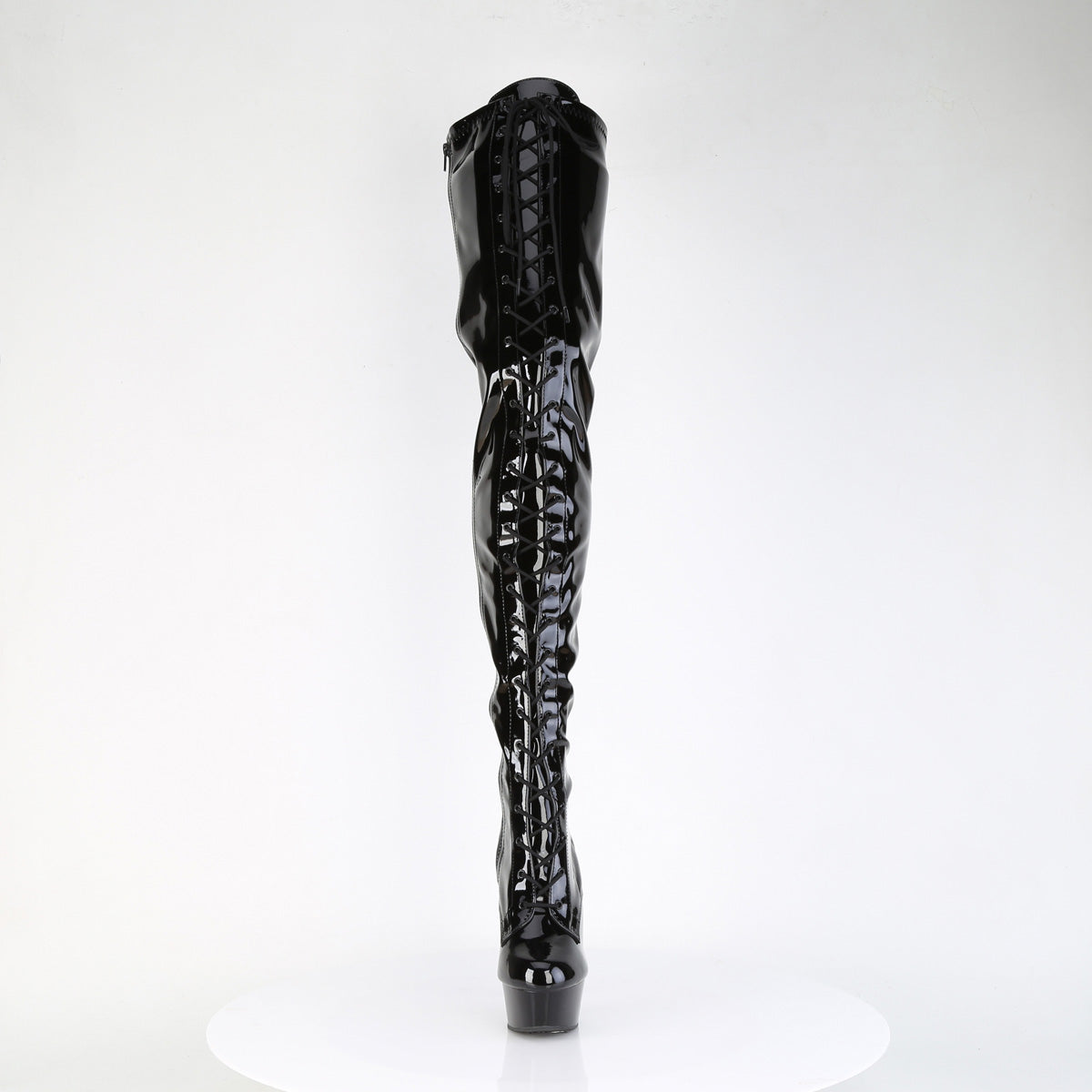 DELIGHT-4023 Pleaser Black Patent 6 Inch Exotic Dance Thigh High Boots