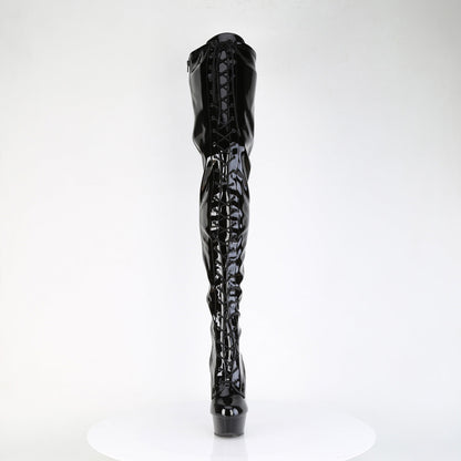 DELIGHT-4023 Pleaser Black Patent 6 Inch Exotic Dance Thigh High Boots