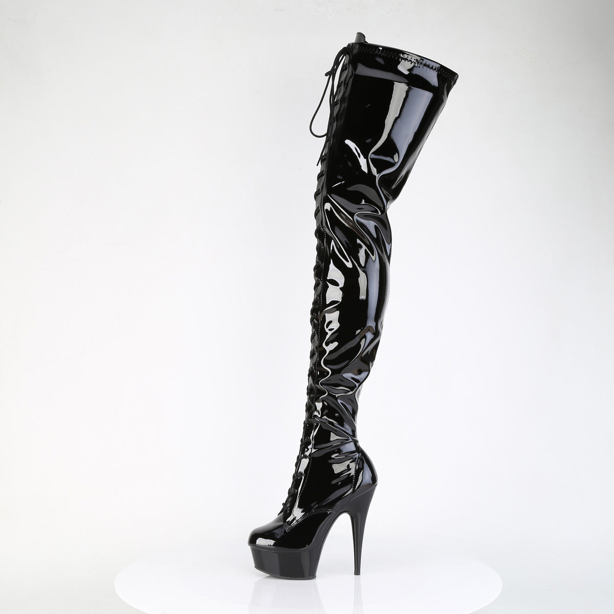 DELIGHT-4023 Pleaser Black Patent 6 Inch Exotic Dance Thigh High Boots
