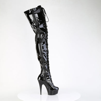 DELIGHT-4023 Pleaser Black Patent 6 Inch Exotic Dance Thigh High Boots
