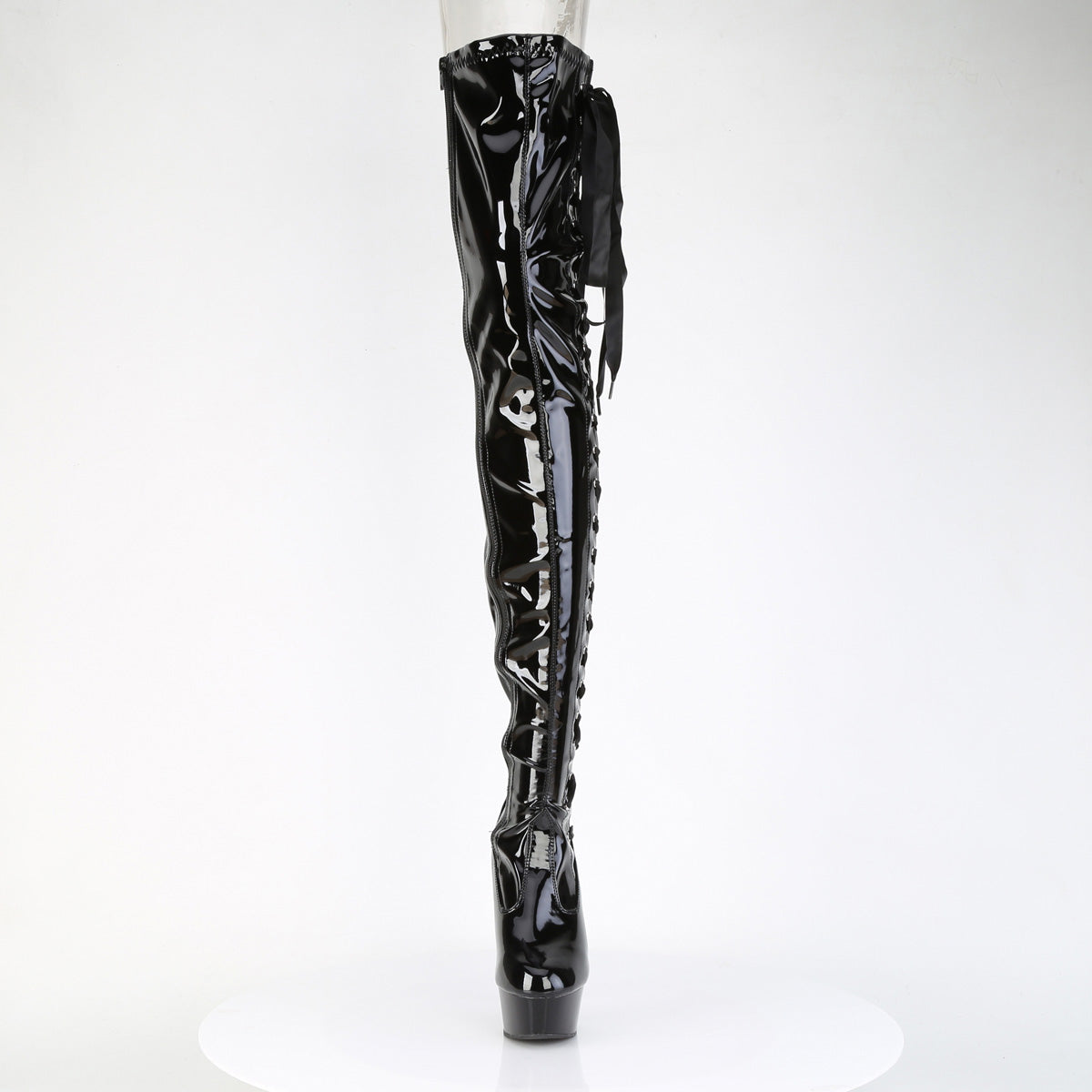 DELIGHT-4050 Pleaser Black Patent 6 Inch Pole Dance Thigh High Boots