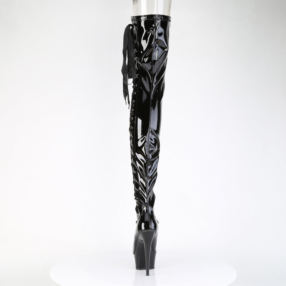 DELIGHT-4050 Pleaser Black Patent 6 Inch Pole Dance Thigh High Boots