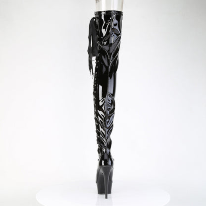 DELIGHT-4050 Pleaser Black Patent 6 Inch Pole Dance Thigh High Boots