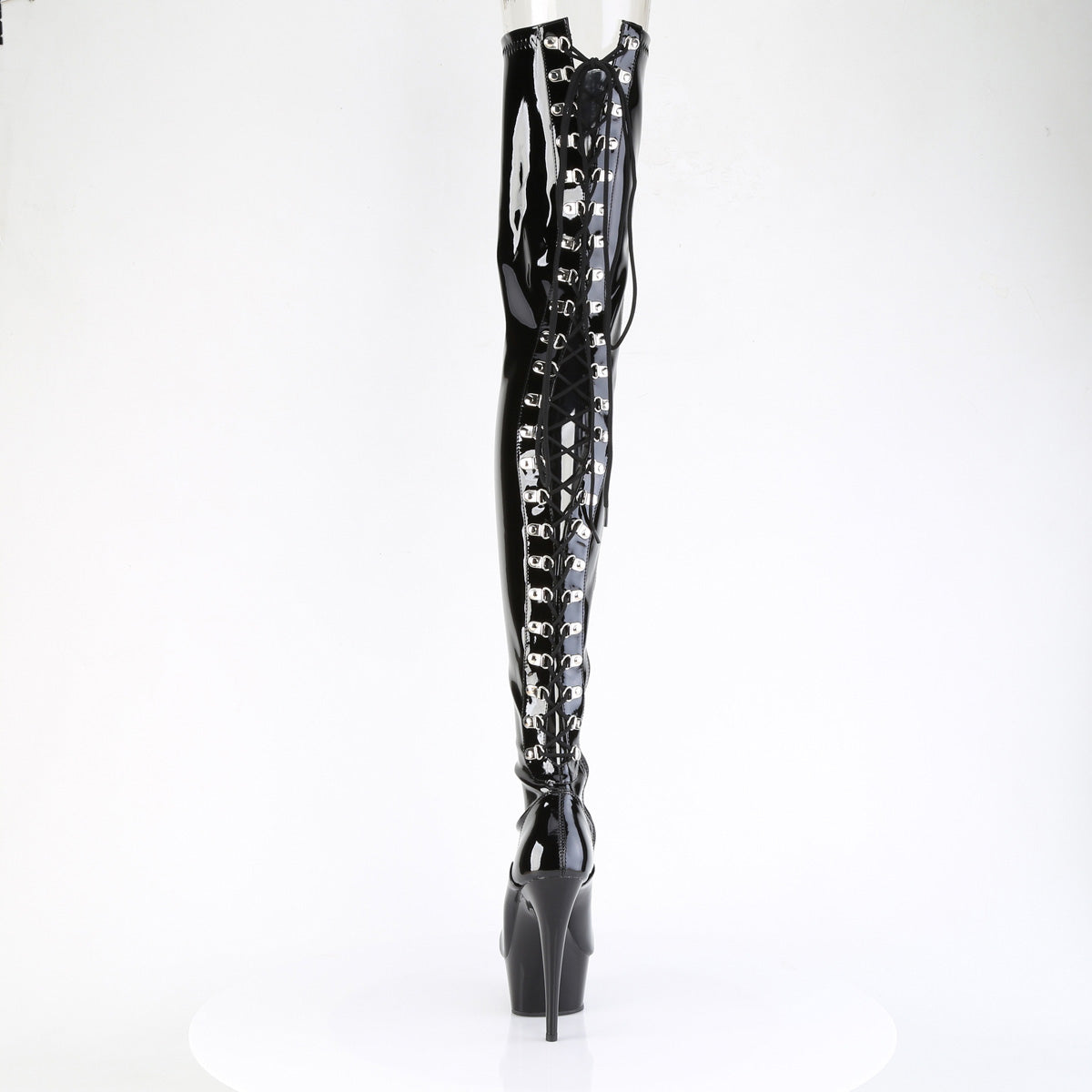 Pleaser DELIGHT-4063 Black Lace-Up Platform Boots - 6 Inch Heels