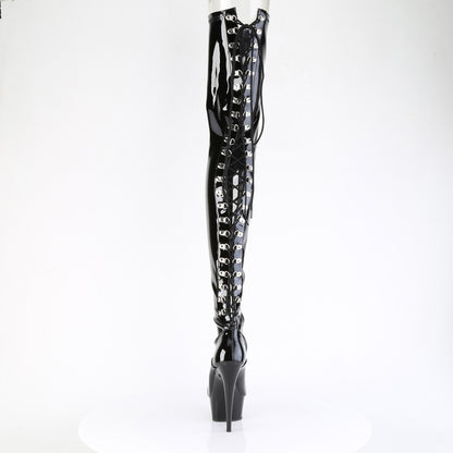 Pleaser DELIGHT-4063 Black Lace-Up Platform Boots - 6 Inch Heels