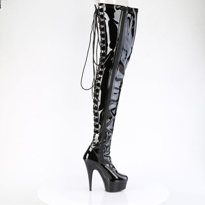 Pleaser DELIGHT-4063 Black Lace-Up Platform Boots - 6 Inch Heels