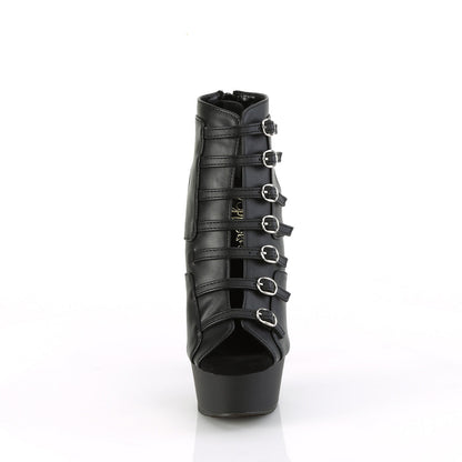 DELIGHT-600-11 Pleaser Black 6 Inch Stratement Platform Shoes