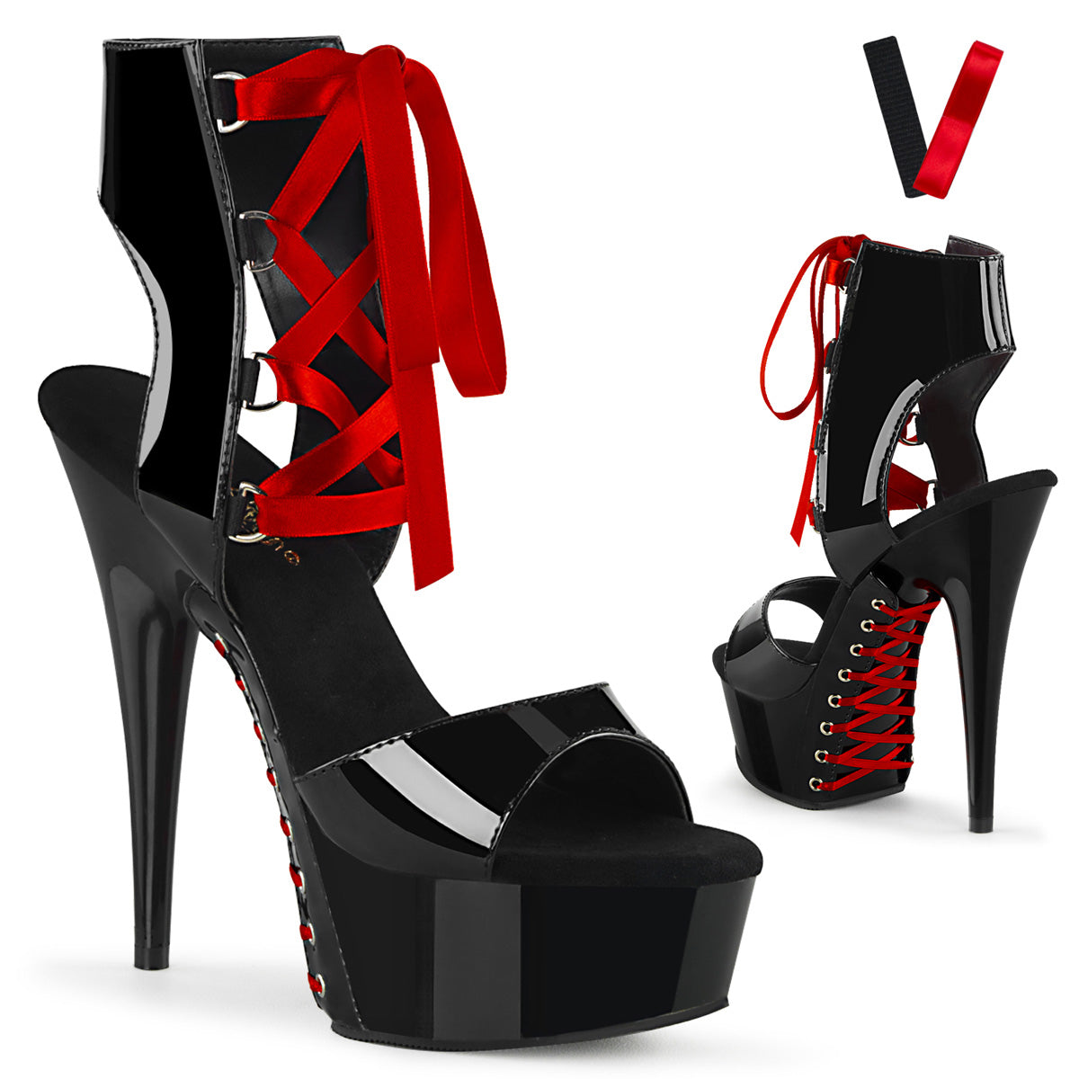 DELIGHT-600-14FH Pleaser Black 6 Inch Exotic Dance Platform Shoes