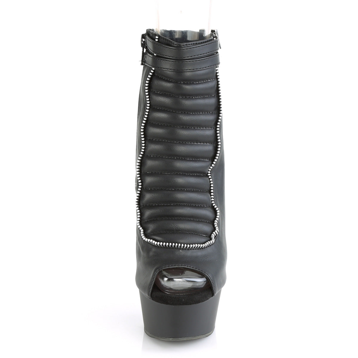 DELIGHT-600-18 Pleasers 6" Heel Black  Stripper Platforms High Heel Ankle Boots