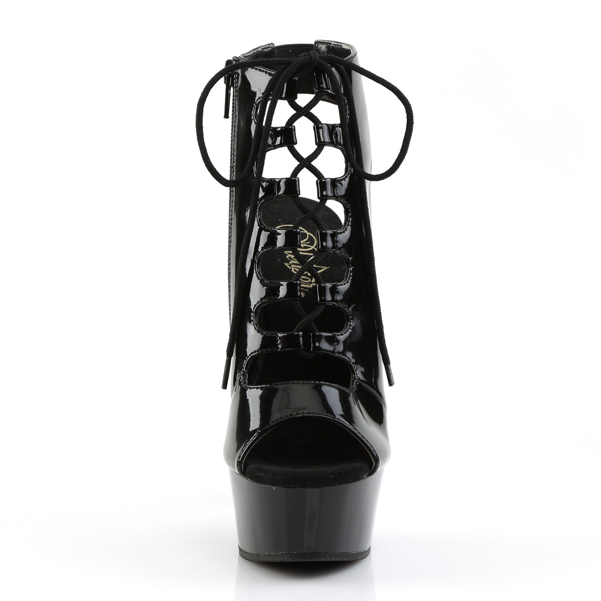 delight 600 20 pleaser sexy shoes 6 inch heel 1 3 4 inch platforms open toe back front lace up ankle bootsie