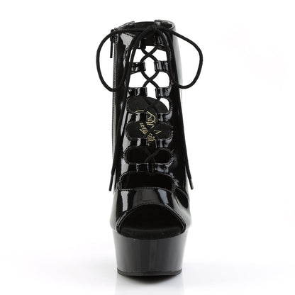 delight 600 20 pleaser sexy shoes 6 inch heel 1 3 4 inch platforms open toe back front lace up ankle bootsie