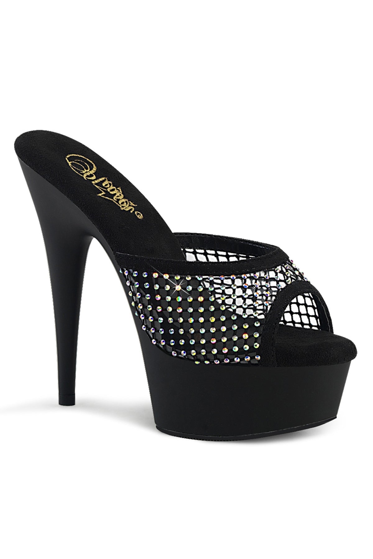DELIGHT-601-6RM Pleaser 6" - 6 1/2" Heel Black RS Mesh/Black Matte Platforms (Exotic Dancing)