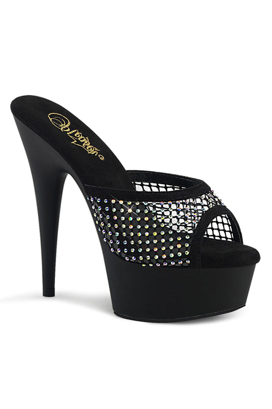 DELIGHT-601-6RM Pleaser 6" - 6 1/2" Heel Black RS Mesh/Black Matte Platforms (Exotic Dancing)