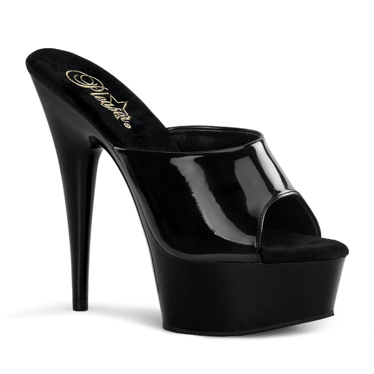 DELIGHT-601 6" Heel Black Patent  Stripper Platforms High Heels
