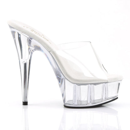 DELIGHT-601 Pleasers 6 Inch Heel Clear  Stripper Platforms High Heels