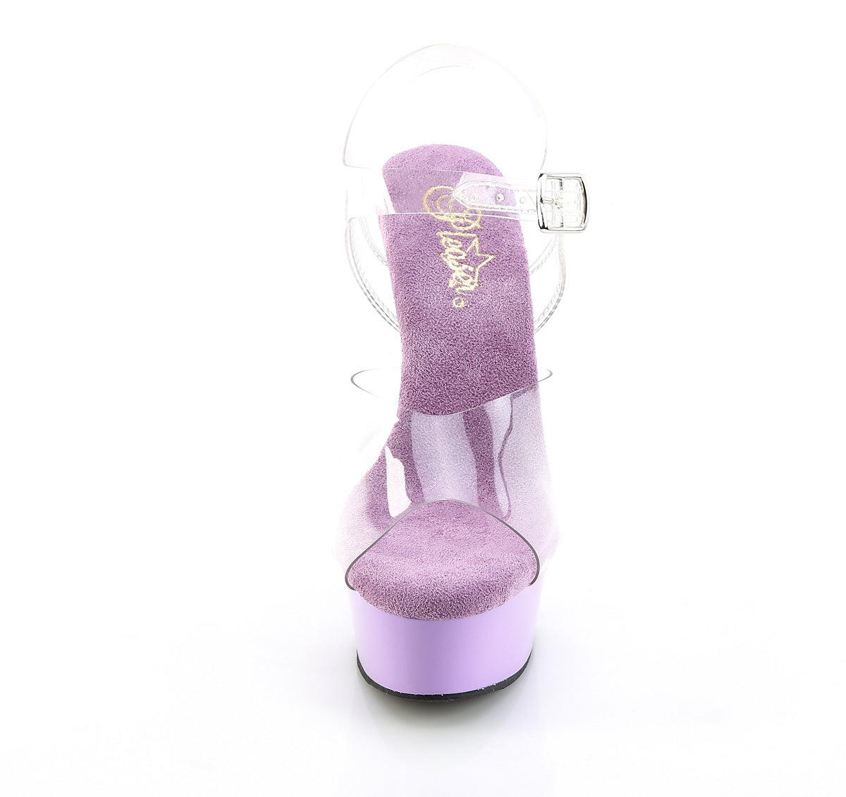 Pleaser DELIGHT-608 Clear / Lavender Platform Sandals - 6 Inch Heels