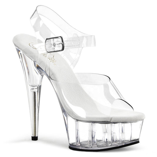 Pleaser DELIGHT-608 Clear Peep Toe Platform Sandals - 6 Inch Heels