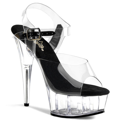 DELIGHT-608 Pleaser Clear 6 Inch Sexy Heels Platform Shoes Clear-Black Clear