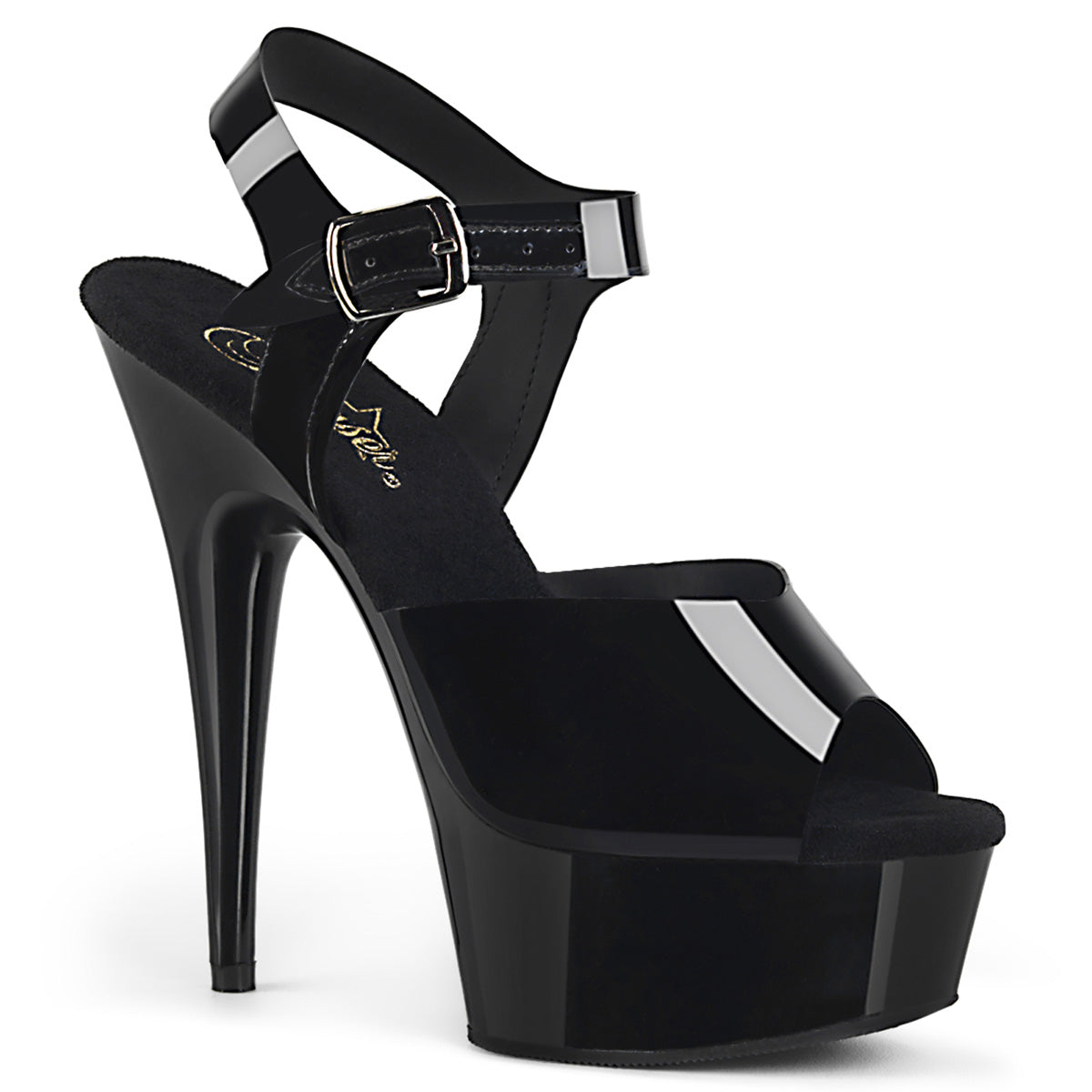 Pleaser DELIGHT-608N Black (Jelly-Like) / Black Platform Sandals - 6 Inch Heels