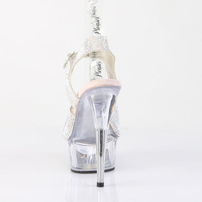 Pleaser DELIGHT-608N-Rhinestones Silver Aurora Borealis Rhinestones / Clear Rhinestone Platform Sandals - 6 Inch Heels