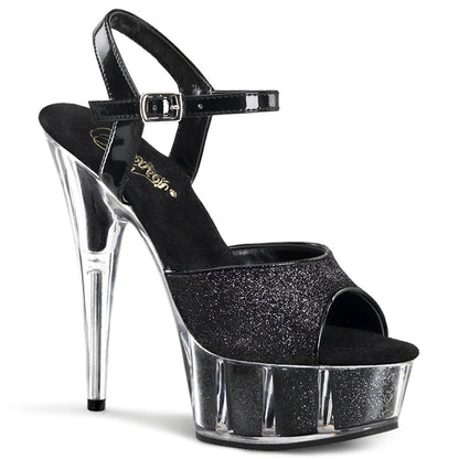 DELIGHT-609-5G 6" Heel Black Glitter  Stripper Platforms High Heels