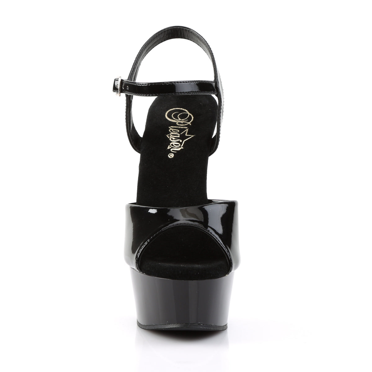 Pleaser DELIGHT-609 Black Peep Toe Platform Sandals - 6 Inch Heels