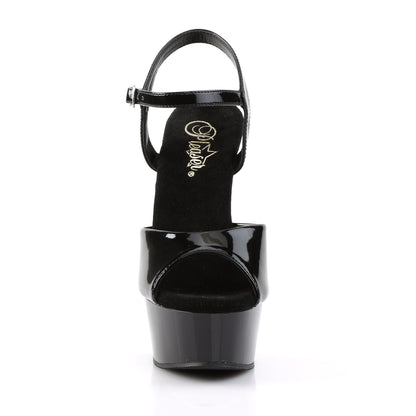 Pleaser DELIGHT-609 Black Peep Toe Platform Sandals - 6 Inch Heels