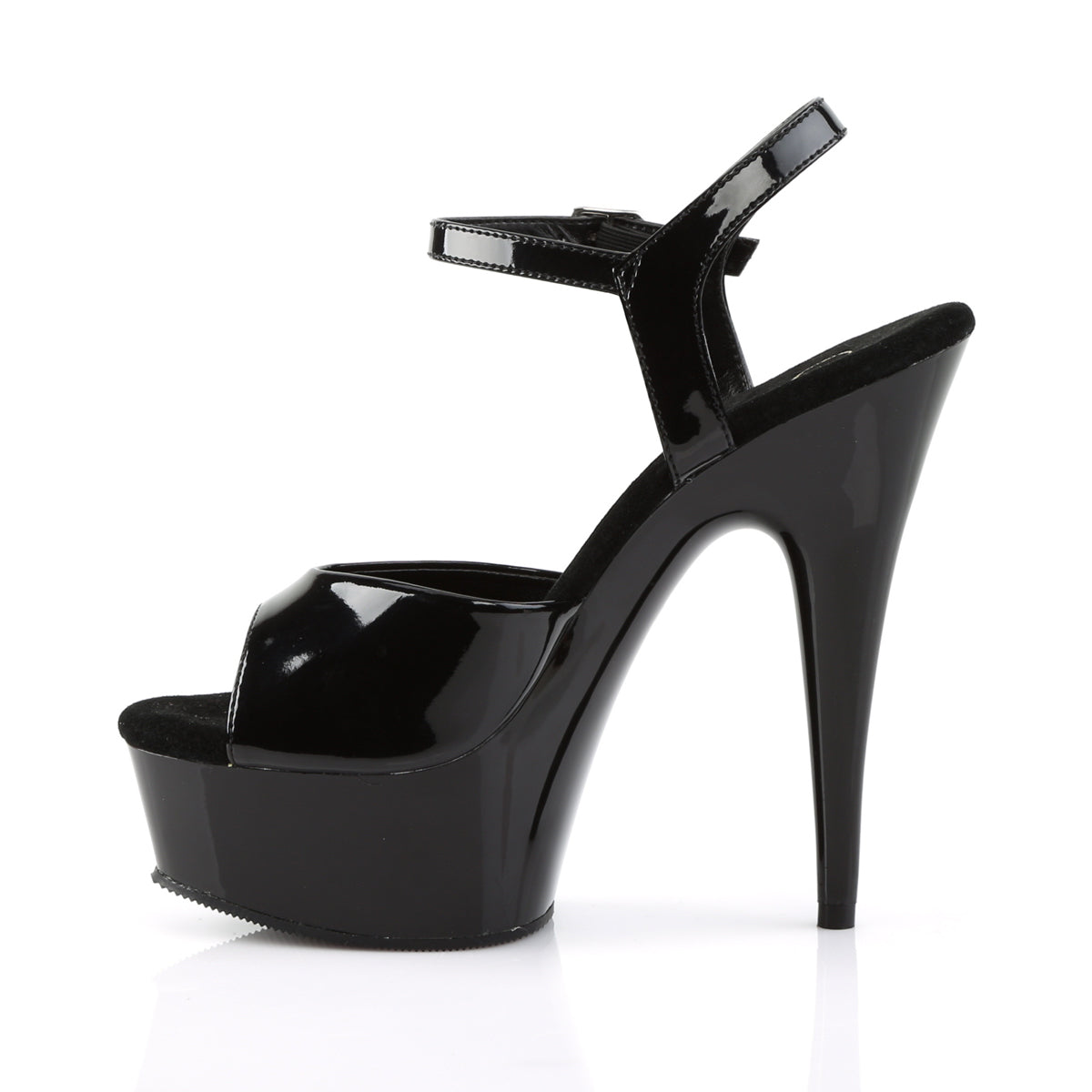 Pleaser DELIGHT-609 Black Peep Toe Platform Sandals - 6 Inch Heels