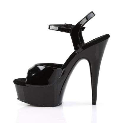 Pleaser DELIGHT-609 Black Peep Toe Platform Sandals - 6 Inch Heels