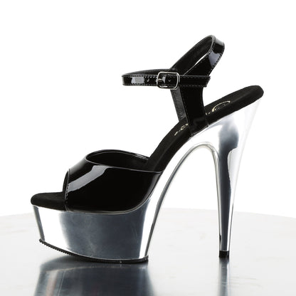 DELIGHT-609 6" Heel Black Silver Chrome Pole Dance Platforms-Pleaser- Sexy Shoes Pole Dance Heels