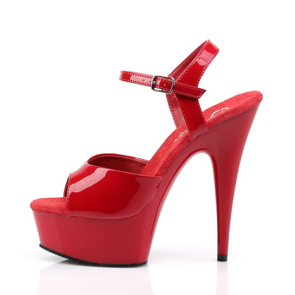 Pleaser DELIGHT-609 Red Peep Toe Platform Sandals - 6 Inch Heels
