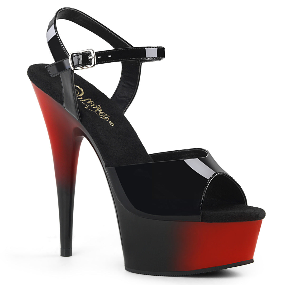 DELIGHT-609BR Pleaser Black Red 6 Inch Strippers Platform Shoes Blk Pat Red-Blk