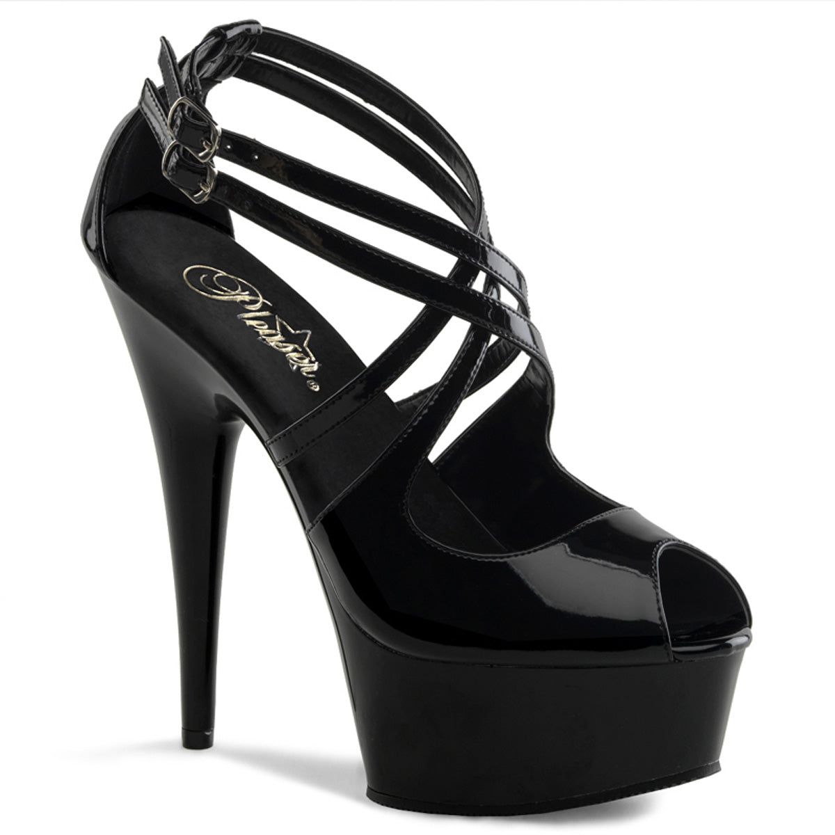 DELIGHT-612 Pleaser Black 6 Inch Pole Dance Platform Shoes Black