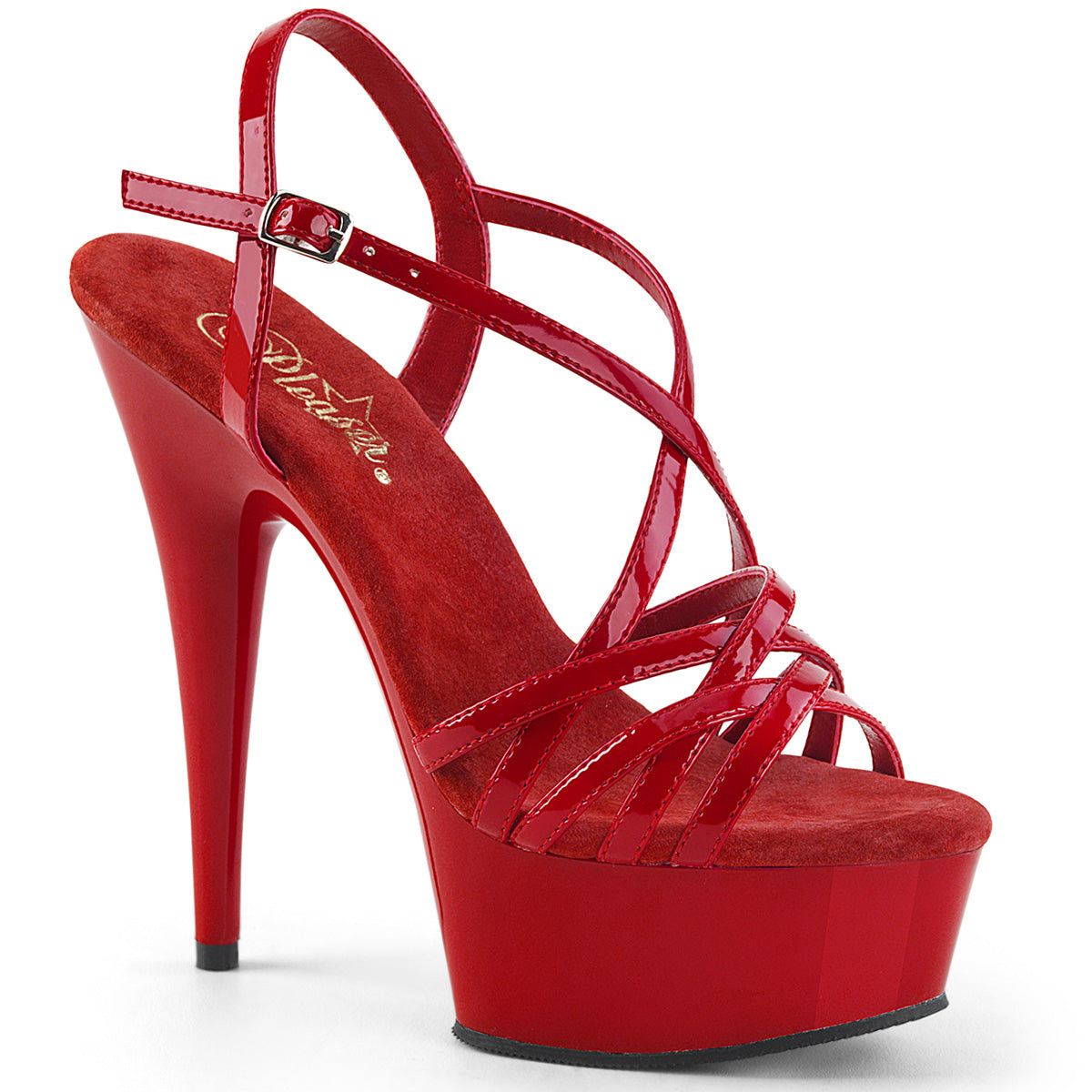 Pleaser DELIGHT-613 Red Platform Sandals - 6 Inch Heels
