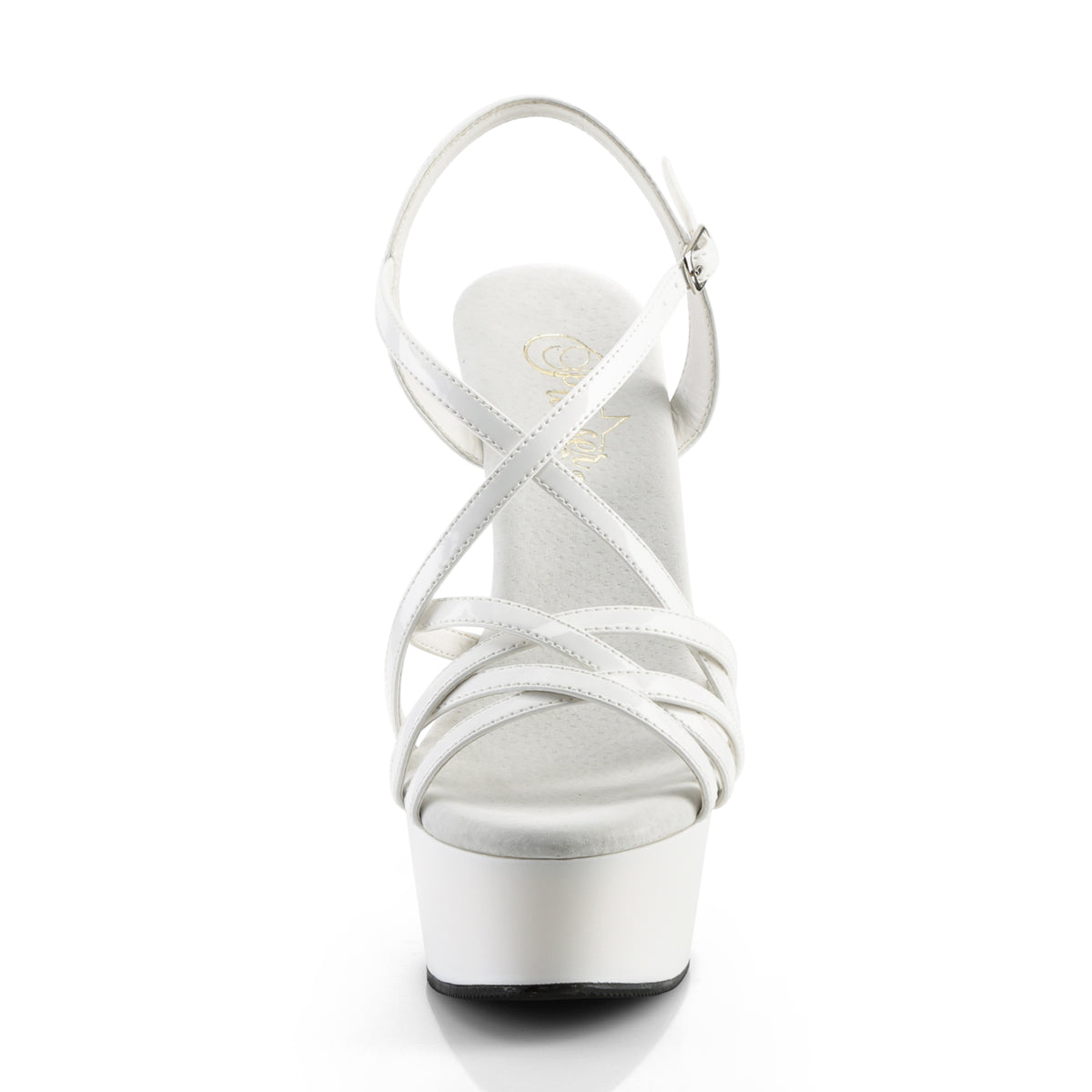 Pleaser DELIGHT-613 White Platform Sandals - 6 Inch Heels