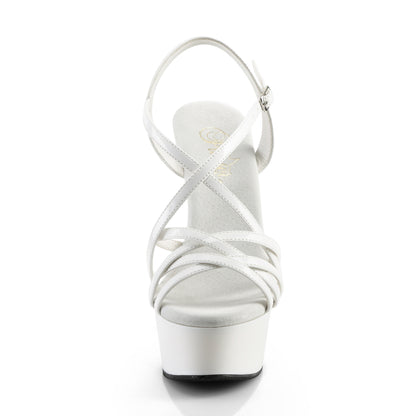 Pleaser DELIGHT-613 White Platform Sandals - 6 Inch Heels