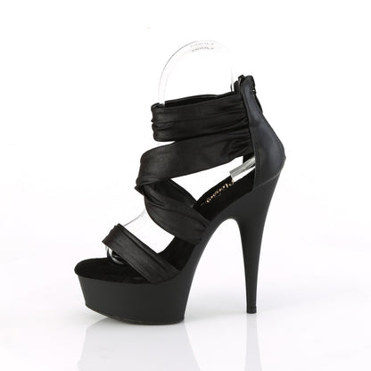 Pleaser DELIGHT-620 Black -Fabric / Black Matte Platform Sandals - 6 Inch Heels