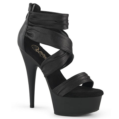 DELIGHT-620 Pleaser Black 6 Inch Pole Dance Platform Shoes Blk Faux Le-Fabric Blk Matte