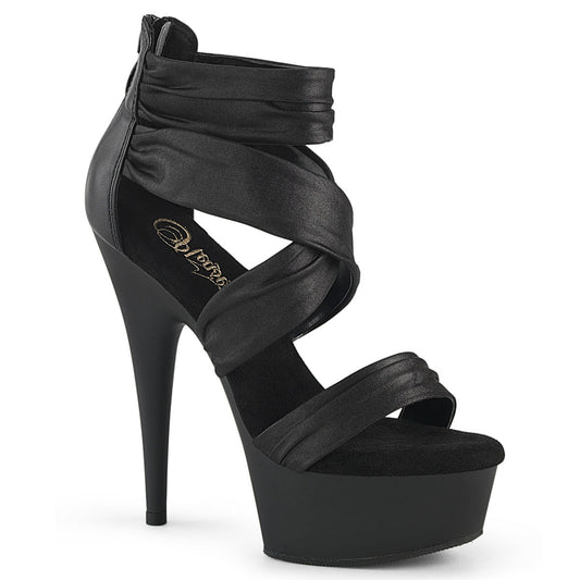 DELIGHT-620 Pleaser Black 6 Inch Pole Dance Platform Shoes Blk Faux Le-Fabric Blk Matte