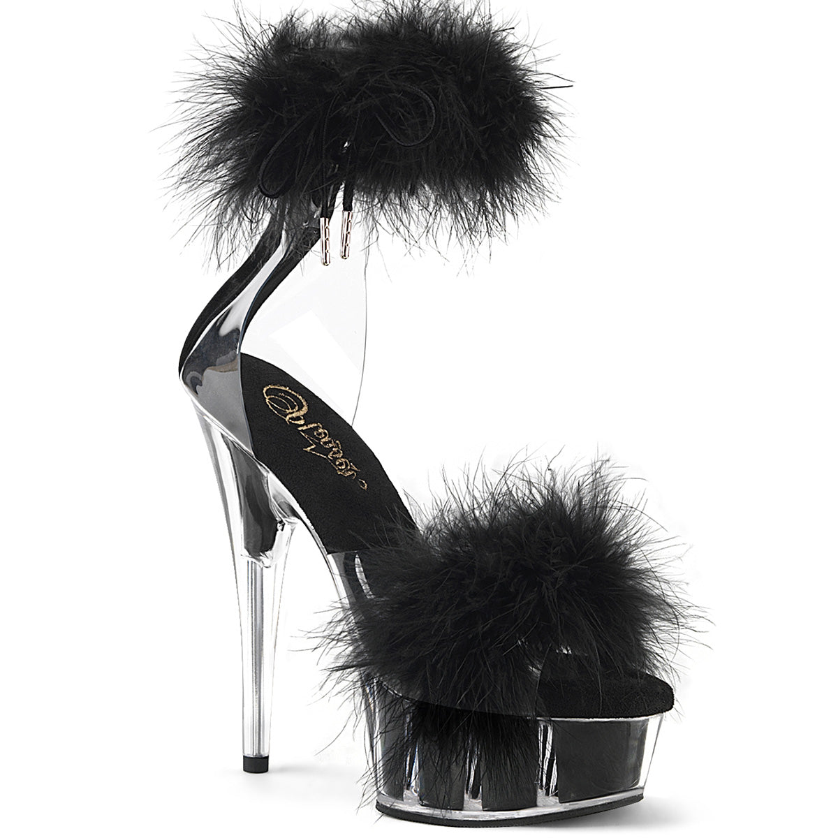 DELIGHT-624F Pleaser Black 6 Inch Exotic Dancing Platform Shoes Clr-Blk Fur M