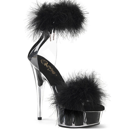 DELIGHT-624F Pleaser Black 6 Inch Exotic Dancing Platform Shoes Clr-Blk Fur M