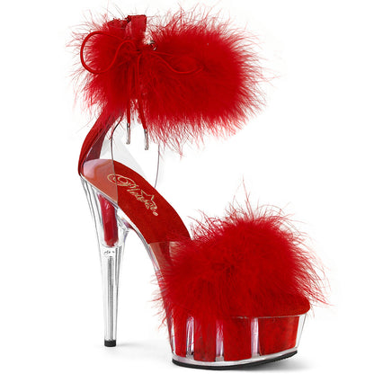 DELIGHT-624F Pleaser Red 6 Inch Fetish Dancer Platform Shoes Clr-Red Fur M