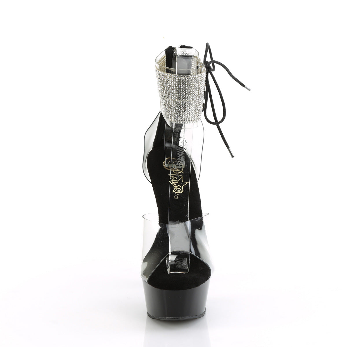 DELIGHT-624RS Pleaser Clear Black 6 Inch Pole Dance Platform Shoes