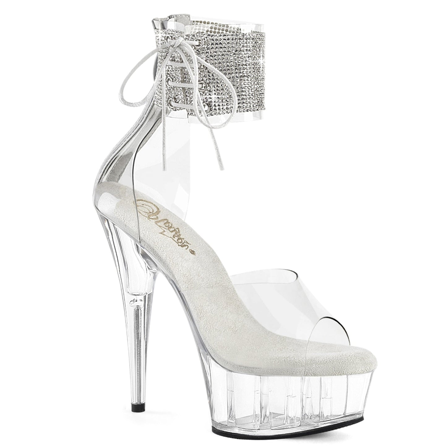 DELIGHT-624RS Pleaser Clear 6 Inch Pole Dance Platform Shoes Clr Clr