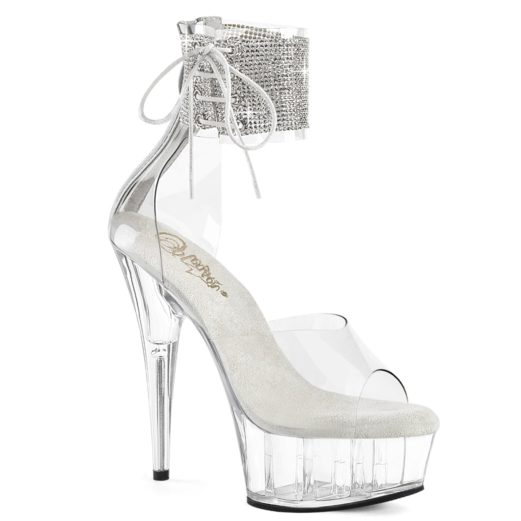 DELIGHT-624RS Pleaser Clear 6 Inch Pole Dance Platform Shoes Clr Clr