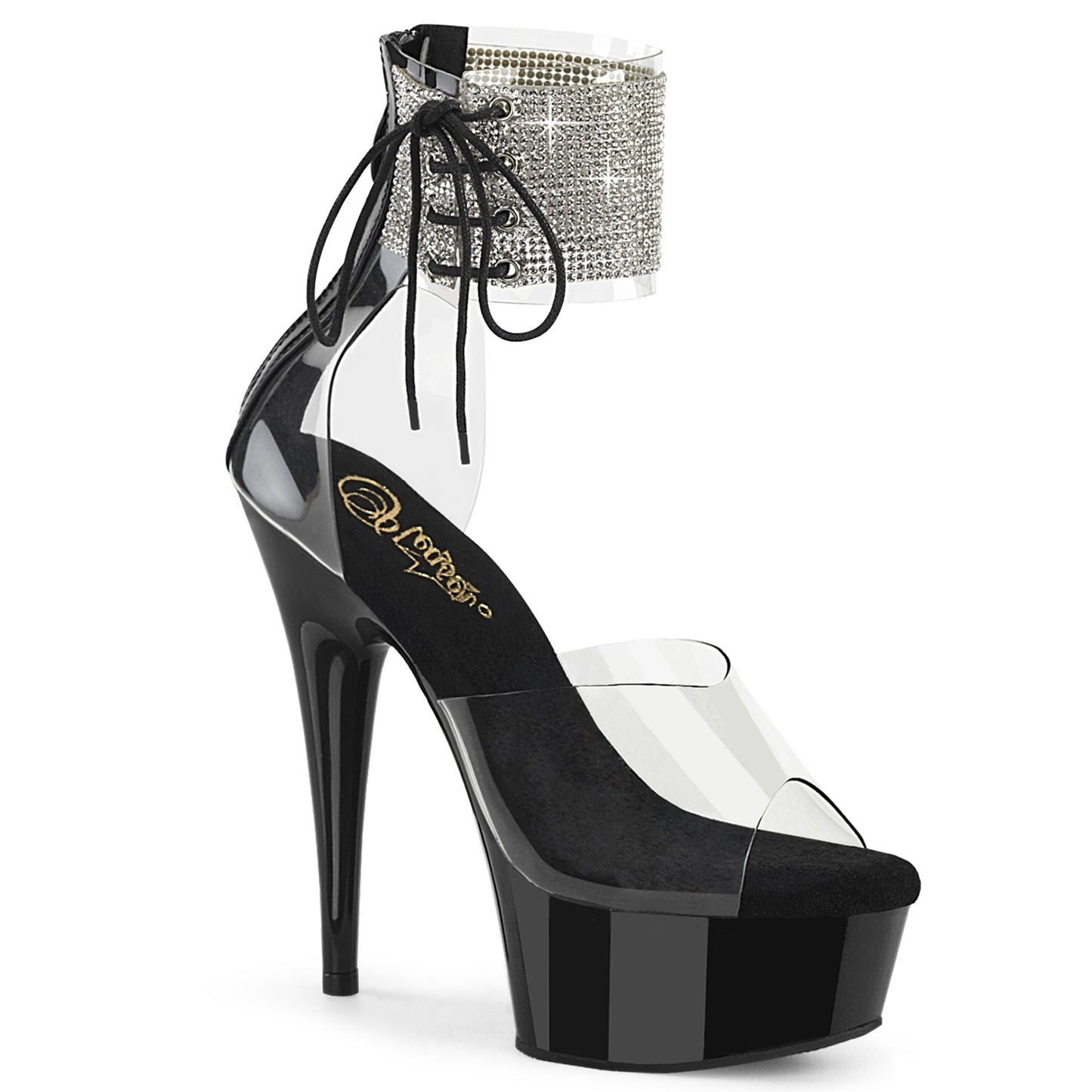 DELIGHT-624RS Pleaser Clear Black 6 Inch Pole Dance Platform Shoes Clr Blk