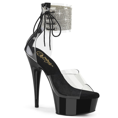 DELIGHT-624RS Pleaser Clear Black 6 Inch Pole Dance Platform Shoes Clr Blk