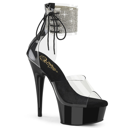 DELIGHT-624RS Pleaser Clear Black 6 Inch Pole Dance Platform Shoes Clr Blk